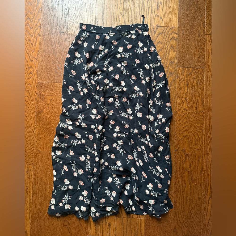 Vintage 90s Banana Republic Floral Black Maxi Skirt